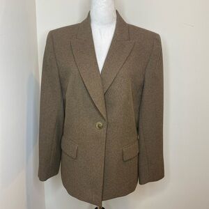 LeSuit One Button BrownTweed Jacket. Fully Lined, 2 Front Pockets,Collar,Size 14